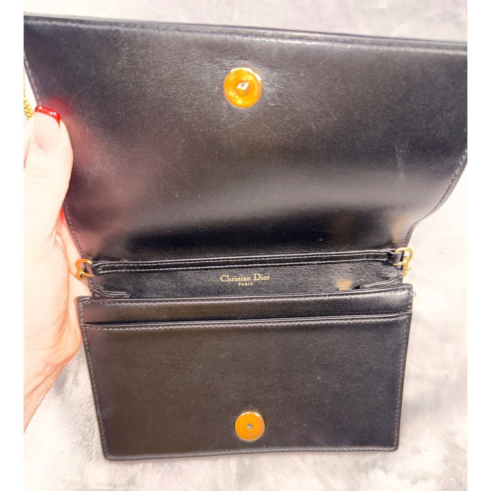 Dior Diorama Wallet on‎ Chain Black Studded Leather Gold Hardware With COA - Picture 6 of 15